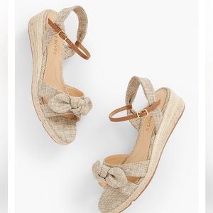 Talbots bow natural linen, espadrille, wedge sandals. Like new.